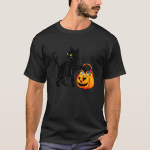 Camiseta Calabaza Linterna de Jack Gato Negro Dulce de Hall