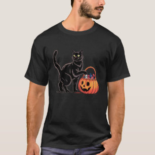 Camiseta Calabaza Linterna de Jack Gato Negro Halloween Dul