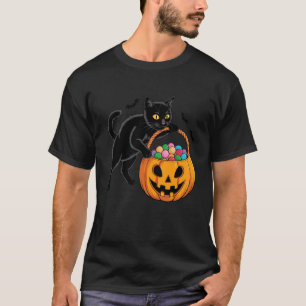 Camiseta Calabaza Linterna de Jack Gato Negro Halloween Dul