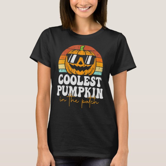 Camiseta Calabaza Más Fría En El Parche Niño De Halloween (Anverso)