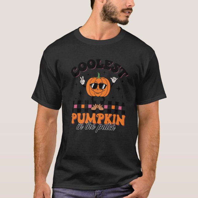 Camiseta Calabaza Más Fría En El Parche Niño De Halloween (Anverso)