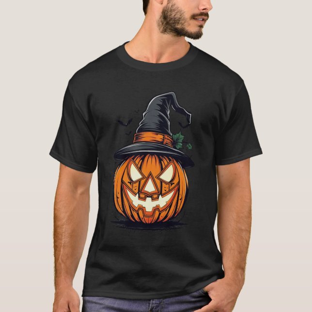 Camiseta Calabaza misteriosa con atuendo de brujería (Anverso)