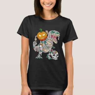 Camiseta Calabaza montando momia dinosaurio T rex Halloween