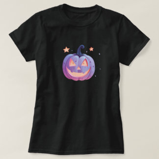 Camiseta Calabaza Morada Pastel Gótica con Estrellas