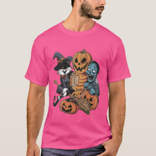 Camiseta Calabaza Mummy Zombie Gatos Negros Halloween Kitty