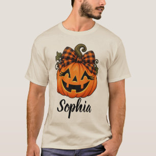 Camiseta Calabaza Naranja Monograma Nombre Halloween 