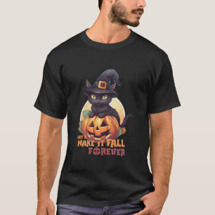 Camiseta Calabaza negra para gato que caiga por siempre lun