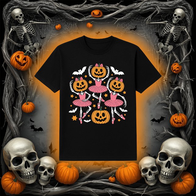 Camiseta Calabaza para esqueletos de ballet | Baile rosado  (Subido por el creador)