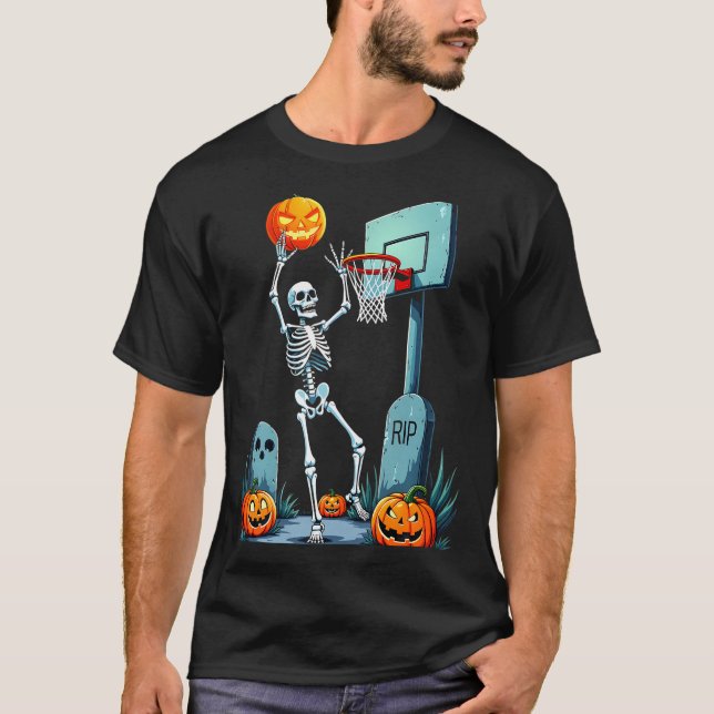 Camiseta Calabaza para esqueletos de baloncesto de Hallowee (Anverso)