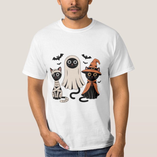 Camiseta Calabaza para gato negro (Anverso)