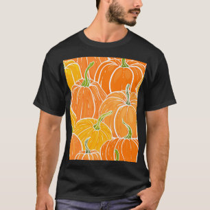 Camiseta Calabaza personalizado, lindo patrón otoño.