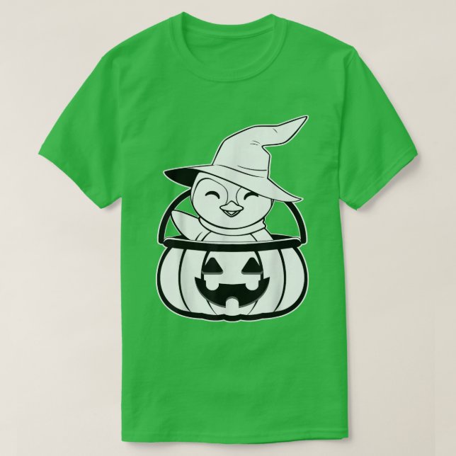 Camiseta Calabaza Pingüino Lazy Halloween Costumbre Animal  (Diseño del anverso)
