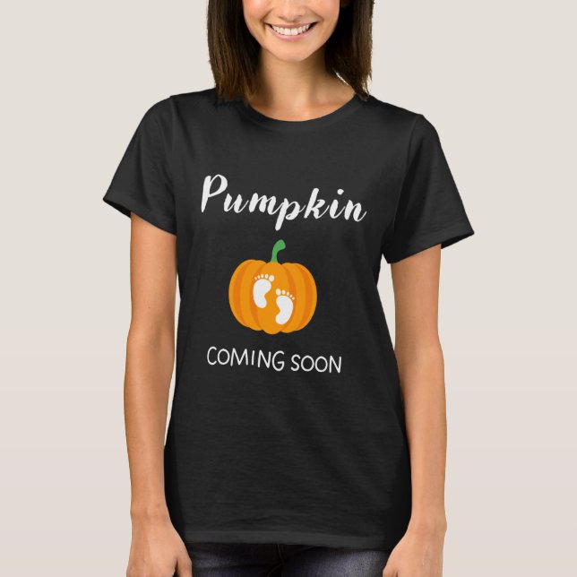 Camiseta Calabaza próxima Invitación de embarazo Halloween (Anverso)