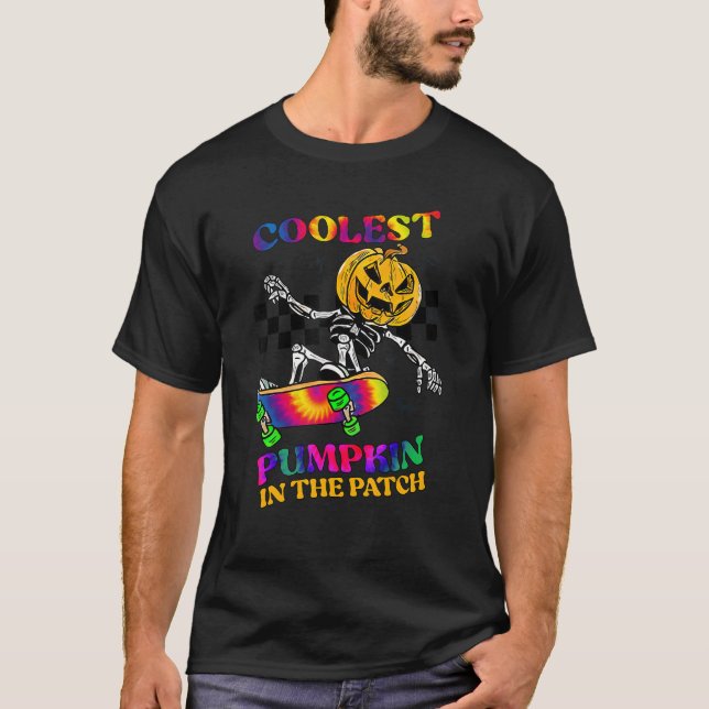Camiseta Calabaza Retro Coolest En El Parche Skateboarding  (Anverso)