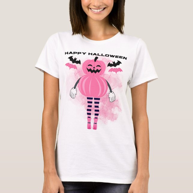 Camiseta Calabaza rosa Halloween T-Shirt (Anverso)