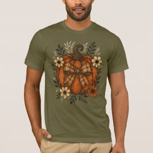 Camiseta Calabaza Rústica con flores de vaca y caída trenza