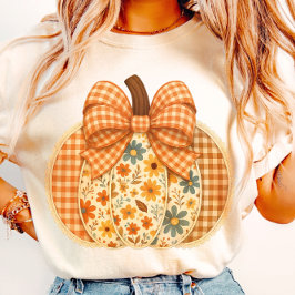 Camiseta Calabaza Rustica Floral Gingham Autumn
