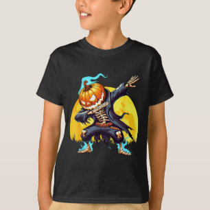 Camiseta Calabaza sin cabeza de esqueleto haciendo Dab para