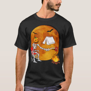 Camiseta Calabaza Skeleton Camping Halloween Campfire Sende