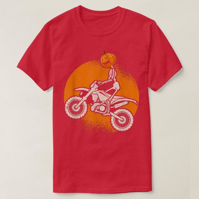 Camiseta Calabaza Skeleton Dirt Bike Rider Halloween Motocr (Diseño del anverso)