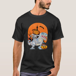 Camiseta Calabaza Skeleton Montando Dinosaurio Mummy T Rex 