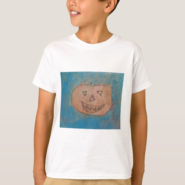 Camiseta Calabaza sonriente, acuarela de arte para niños de (Anverso)