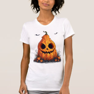 Camiseta Calabaza sonriente con expresión fantasmal