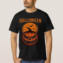 Camiseta Calabaza sonriente con murciélagos Halloween clási