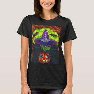 Camiseta Calabaza sonriente de bruja Big Eye Halloween