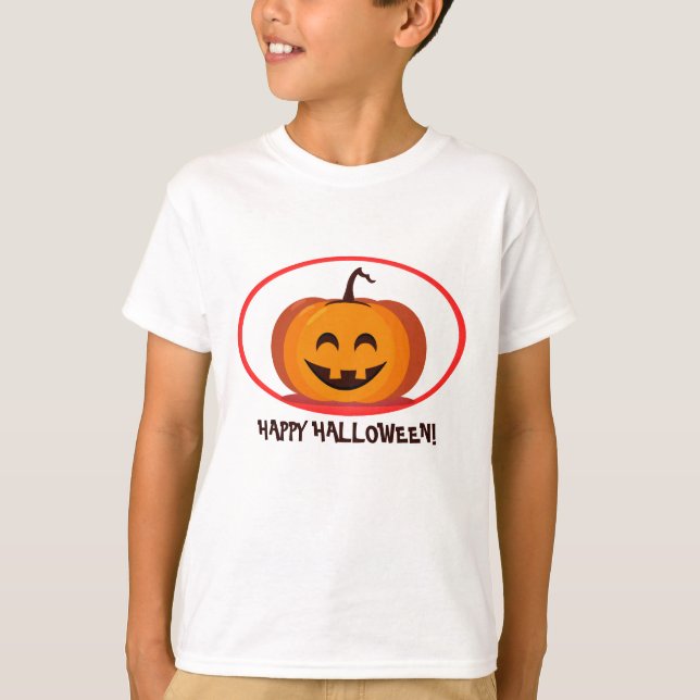 Camiseta Calabaza sonriente feliz de Halloween (Anverso)
