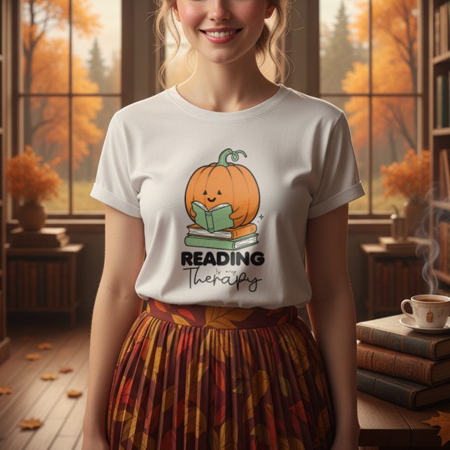 Camiseta Calabaza suave sosteniendo un libro, lectura de ot (Subido por el creador)