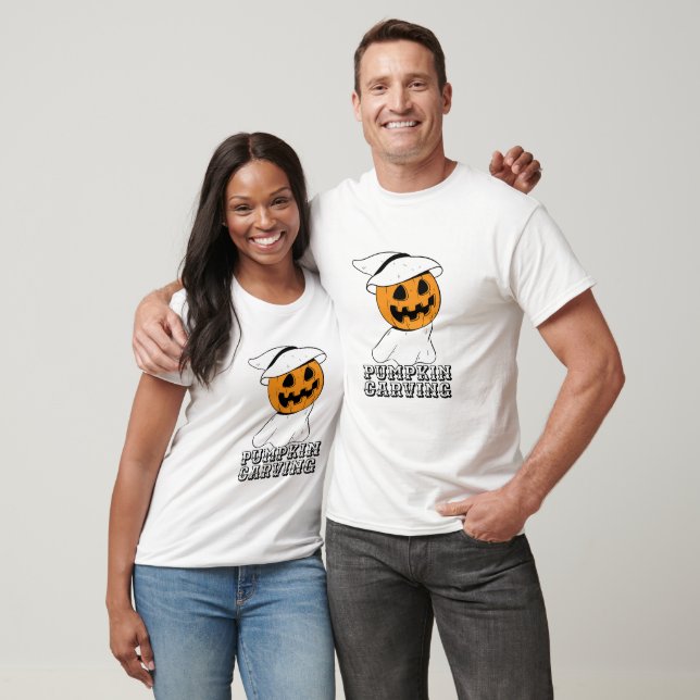Camiseta Calabaza suave tallando fantasma gorra Halloween (Unisexo)