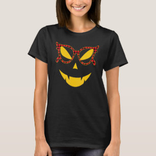 Camiseta Calabaza tallada cara Jack O Lantern Glasses Hallo