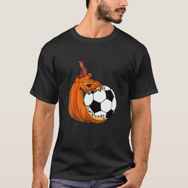 Camiseta Calabaza tallando comida pelota de fútbol disfraz  (Anverso)