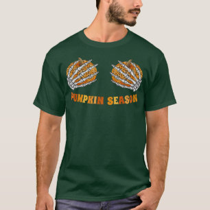 Camiseta Calabaza Temporada Leopardo Calabaza Chest Skeleto