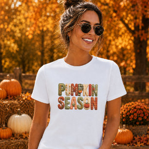 Camiseta Calabaza Temporada Letras de estilo patchwork para