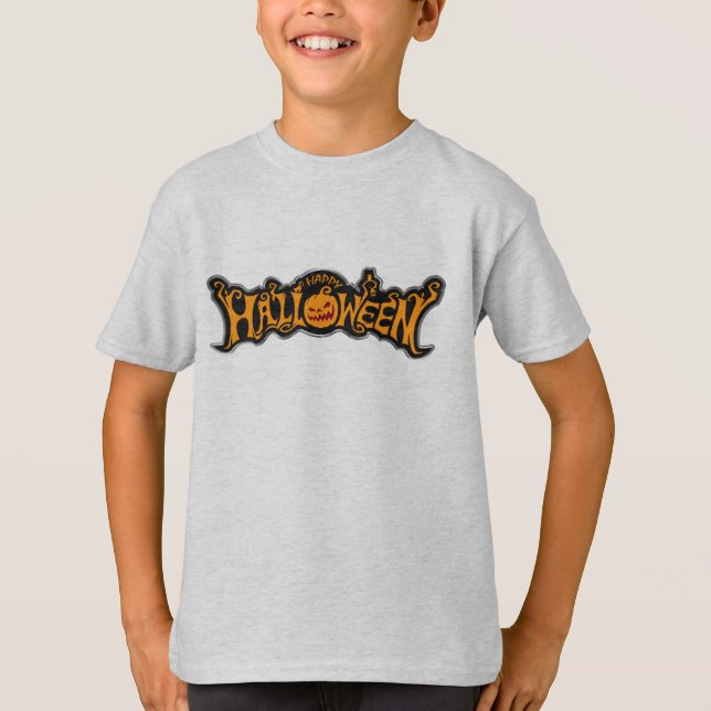 Camiseta Calabaza teñida de rubí feliz de Halloween con mar (Anverso)
