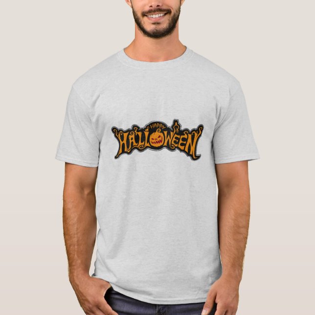 Camiseta Calabaza teñida de rubí feliz de Halloween con mar (Anverso)