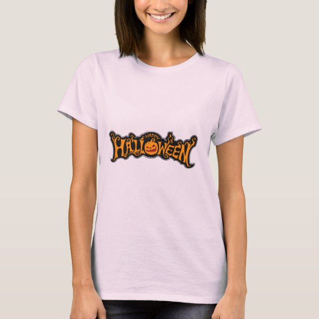 Camiseta Calabaza teñida de rubí feliz de Halloween con mar (Anverso)