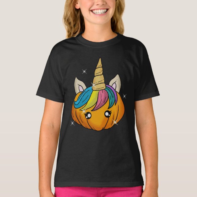 Camiseta Calabaza unicornio de Halloween (Anverso)