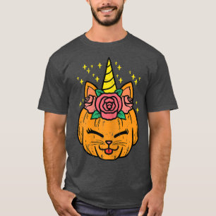 Camiseta Calabaza unicornio gato lindo Chicas de disfraces