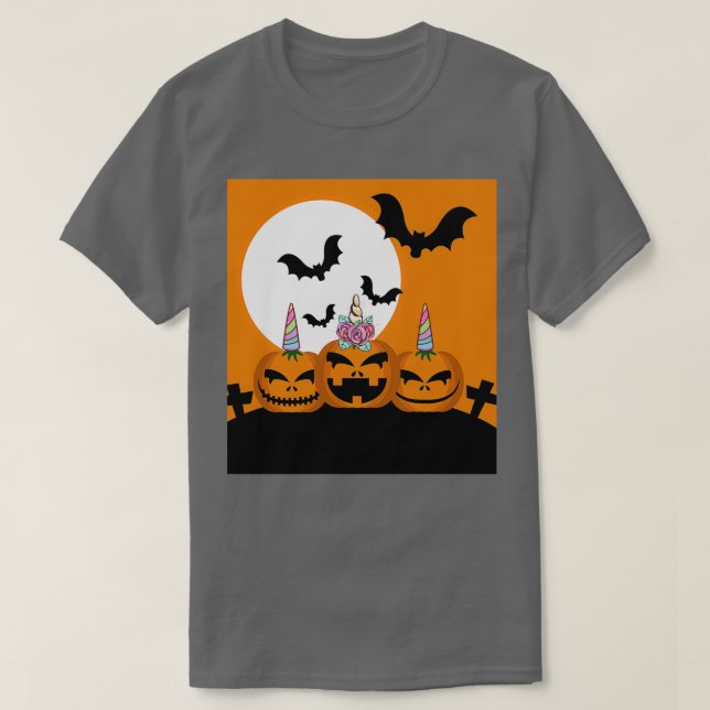 Camiseta Calabaza unicornio para Halloween (Diseño del anverso)