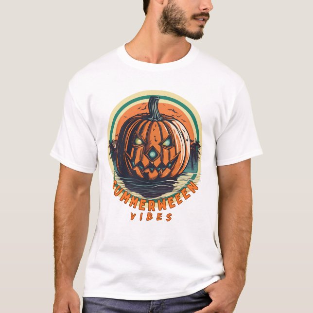 Camiseta Calabaza veraniega espeluznante de Summerween Vibe (Anverso)