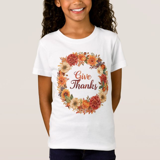 Camiseta Calabaza y flores del Día de Acción de Gracias de  (Anverso)