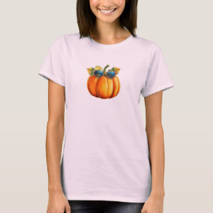 Camiseta calabaza y gafas negras con borde rojo