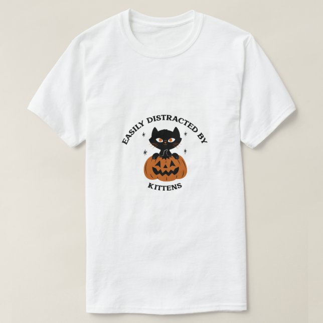 Camiseta Calabaza y gatito de Halloween (Diseño del anverso)