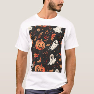 Camiseta Calabaza y patrón de cráneo