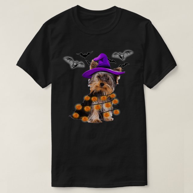 Camiseta Calabaza Yorkie Halloween (Diseño del anverso)