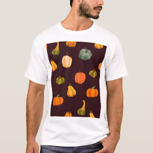 Camiseta Calabazas coloridas: Elegancia oscura de otoño.