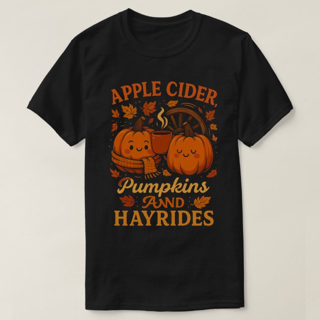 Camiseta Calabazas de Apple Cider y Hayrides (Diseño del anverso)